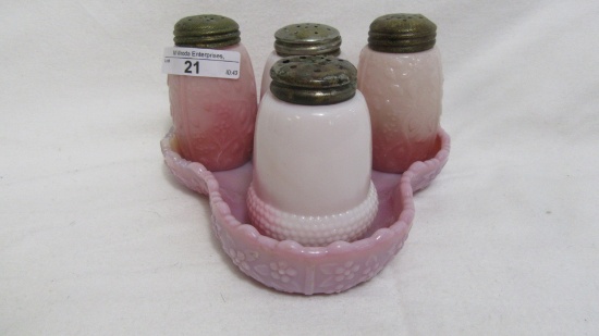 Grouping of pink slag glass as shown