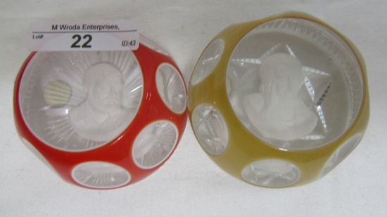 2 Baccarat sulfide paperweights as shown