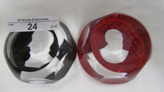 2 Baccarat sulfide paperweights as shown