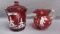 Fenton Art Glass ruby red Christmas covered candy and Mary Gregory 4