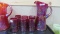 Gibson Contemporary Carnival Glass Red Wheat Sheath 7pc water set