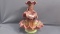 Fenton Art Glass hand painted burmese 4 lily epergne, Marilyn Wagner