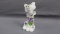 Fenton Art Glass violets in snow kitty cat