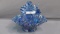 Fenton Art Glass blue Carnival Hobnail 3 lily epergne