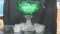 Imperial Art Glass GReen to crystal Whirling Star punch set