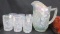 imperial Art Glass White opal carnival Robins 7pc water set
