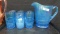 Fenton Art Glass Ice blue carnival Lincoln 7pc water set