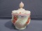 Fenton Art Glass painted burmese wavecrest covered jar