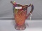 Imperial Art  Glass Red carnival Field Flower water pitcher