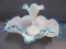 Fenton Art Glass blue crest epergne bowl - lily and block. block has crack