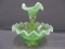Fenton Art Glass vaseline opal single lily epergne