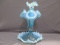 Fenton Art Glass blue opal LG Wright 4 lily epergne