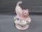 Fenton Art Glass Satin rosalene cat box, decorated