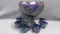 Contemporary Carnival Glass Many Fruits purple 8pc punch set