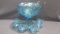 Contemporary Carnival Glass Many Fruits Ice blue 8pc punch set