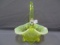 Fenton Art Glass Vaseline opal Cactus 8