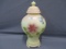 Fenton Art Glass large covered ginger jar painted with large flower and but