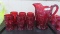 Contemporary Glass 7pc red Tiger Lily water set