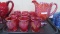 Contemporary Carnival Glass 9pc red Beaded Shell water set