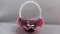 Fenton Art Glass cranberry opal hobnail large basket