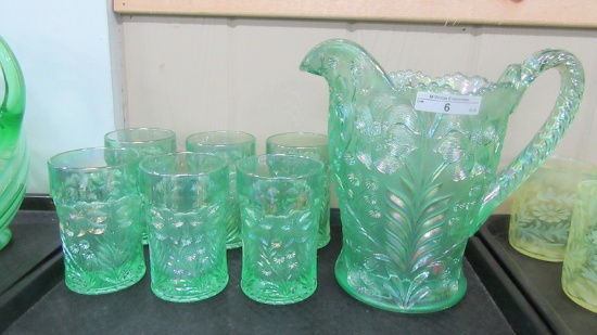 Contemporary Art Glass Tiger Lily 7pc water set