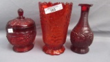 Fenton Art Glass 3 pcs. ruby red Fenton. As Shown