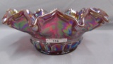 Fenton Art Glass purple Carnival G & C whimsey bowl