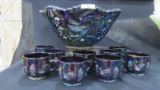 Contemporary Carnival Glass purple Buzz Saw 11pc punch set