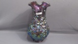 Fenton Art Glass purple Carnival Poppy Show vase