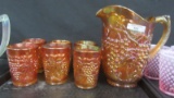 imperial Art Glass marigold Imperial Grape 7pc water set
