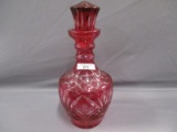 Art Glass Ruby cut to clear decanter