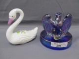 Fenton Art Glass blue eagle and swan