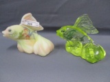 Fenton Art Glass 2 decorated gold fish as shown