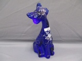 Fenton Art Glass Alley Cat- cobalt painted