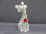 Fenton Art Glass Alley Cat-  mother of pearl w/ poinsettia