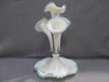 Fenton Art Glass 4 lily epergne blue crest