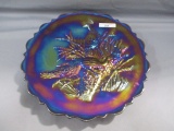 Fenton Art Glass Peacocks chop plate