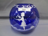Fenton Art Glass cobalt Mary Gregory 6