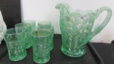 Contemporary Carnival Glass Tiger Lily 7pc water set