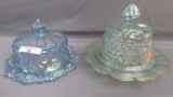 Fenton Art Glass 2 Carnival butter dishes as shown