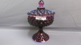 Fenton Art Glass plum opal covered compote