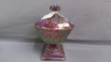 Fenton Art Glass red Carnival covered candy