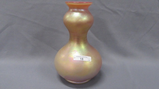 Loetz? 8" gourd vase w/ cut top.