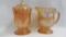 Westmoreland Carnival Glass marigold Beaded Shell Cream and Sugar