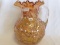 Dugan Carnival Glass marigold FLoral & Grape water pitcher