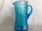 Fenton Carnival Glass celeste blue strecth concove Diamonds pitcher- chip o