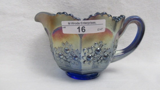 Fenton carnival glass blue Orange Tree creamer