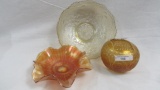 Fenton Carnival Glass 3 pcs marigold as shown ( persian medallion- Leaf Cha