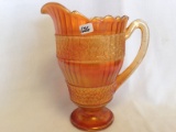 Fenton Carnival Glass mari Scale band water pitcher