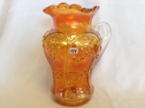 Fenton Carnival Glass marigold Blueberry water pitcher